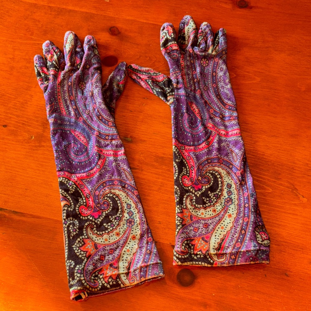 Etro Milano Paisley Velvet Long Gloves